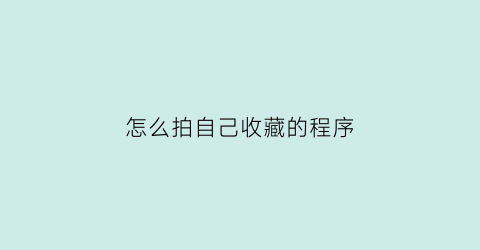 怎么拍自己收藏的程序