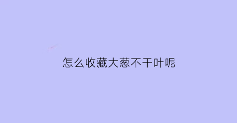 怎么收藏大葱不干叶呢