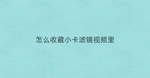 怎么收藏小卡滤镜视频里