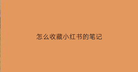 怎么收藏小红书的笔记