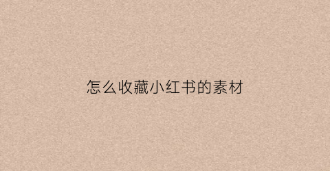 怎么收藏小红书的素材