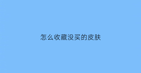 怎么收藏没买的皮肤