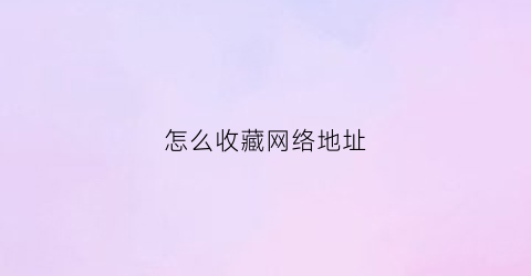 怎么收藏网络地址