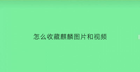 怎么收藏麒麟图片和视频