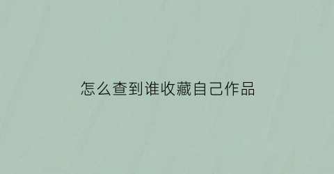 怎么查到谁收藏自己作品