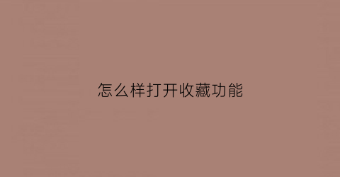 怎么样打开收藏功能