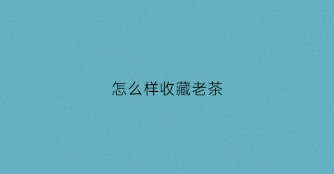 怎么样收藏老茶