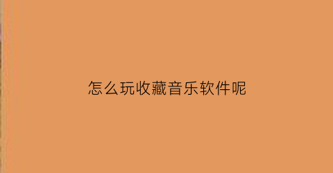 怎么玩收藏音乐软件呢