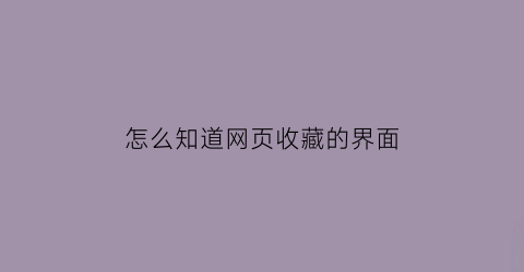 怎么知道网页收藏的界面