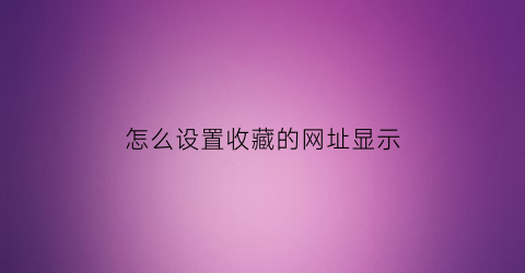 怎么设置收藏的网址显示