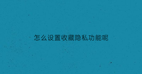 怎么设置收藏隐私功能呢