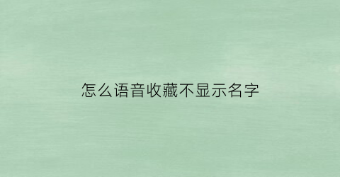 怎么语音收藏不显示名字