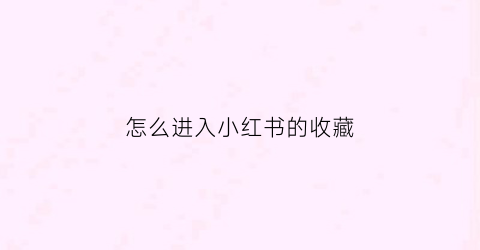 怎么进入小红书的收藏