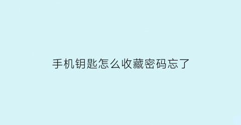 手机钥匙怎么收藏密码忘了