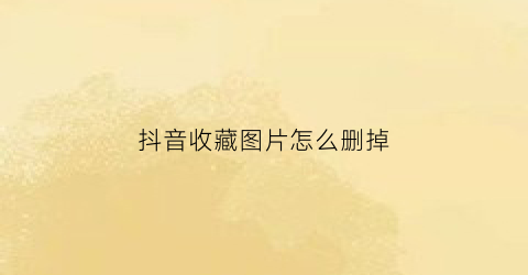 抖音收藏图片怎么删掉