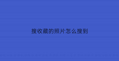 搜收藏的照片怎么搜到