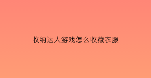 收纳达人游戏怎么收藏衣服