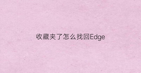 收藏夹了怎么找回Edge