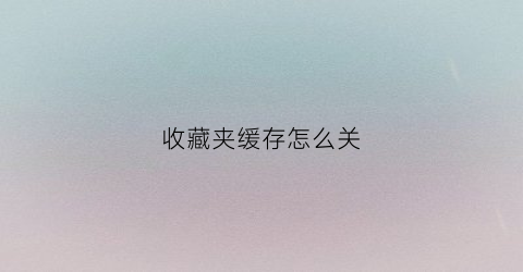 收藏夹缓存怎么关