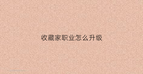 收藏家职业怎么升级