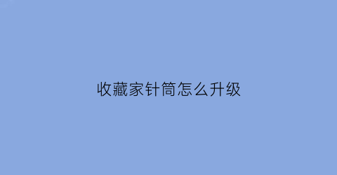 收藏家针筒怎么升级