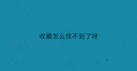 收藏怎么找不到了呀