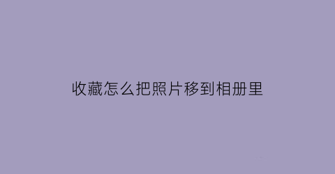 收藏怎么把照片移到相册里