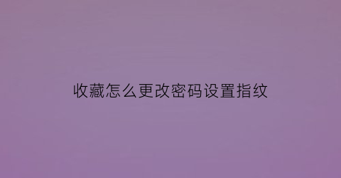 收藏怎么更改密码设置指纹