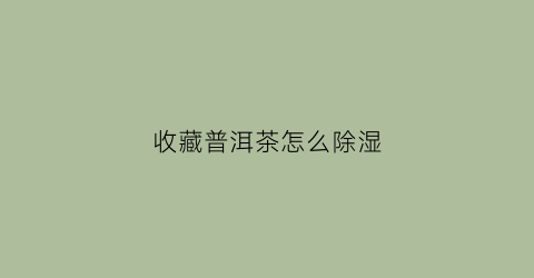 收藏普洱茶怎么除湿