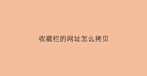 收藏栏的网址怎么拷贝