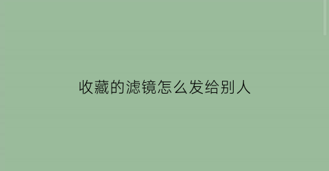 收藏的滤镜怎么发给别人