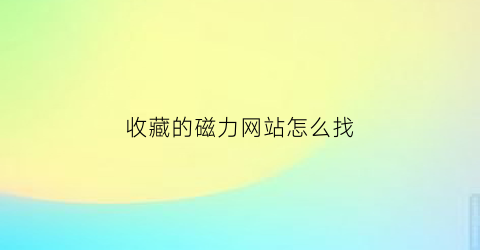 收藏的磁力网站怎么找