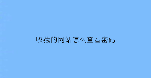 收藏的网站怎么查看密码