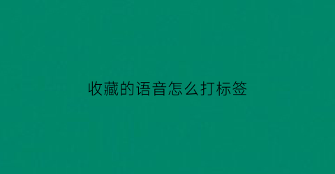 收藏的语音怎么打标签