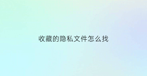 收藏的隐私文件怎么找