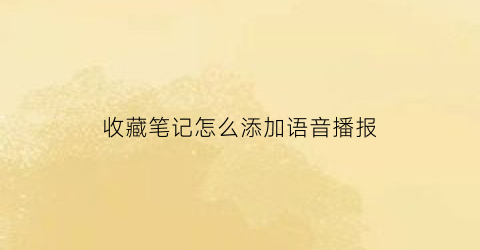 收藏笔记怎么添加语音播报