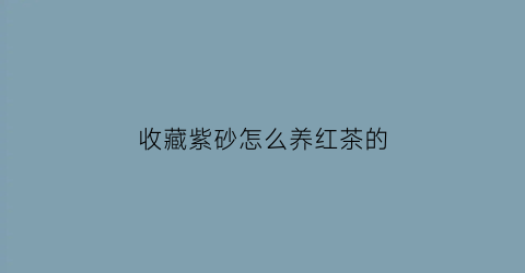 收藏紫砂怎么养红茶的