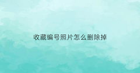 收藏编号照片怎么删除掉