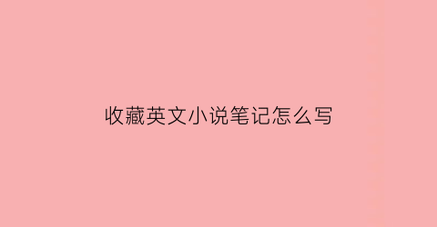 收藏英文小说笔记怎么写