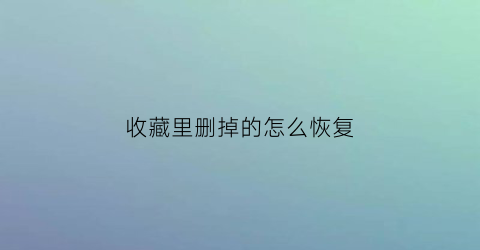 收藏里删掉的怎么恢复