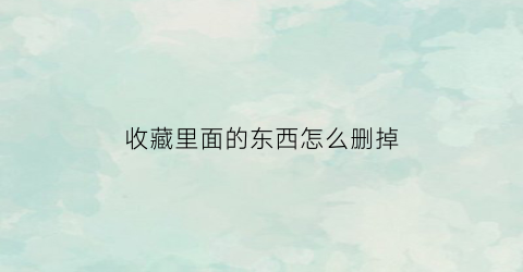 收藏里面的东西怎么删掉