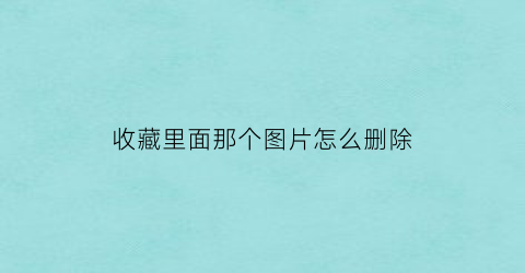 收藏里面那个图片怎么删除