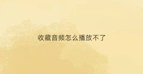 收藏音频怎么播放不了