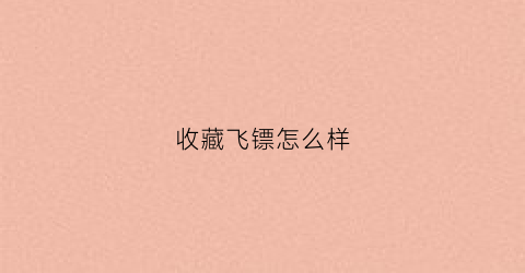 收藏飞镖怎么样