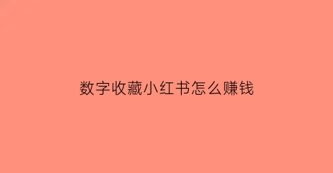 数字收藏小红书怎么赚钱