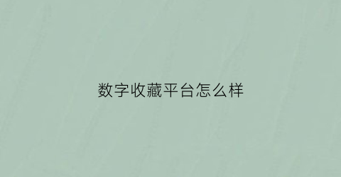 数字收藏平台怎么样