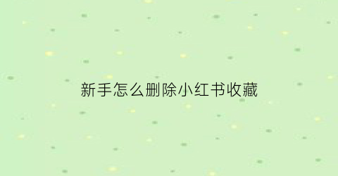 新手怎么删除小红书收藏