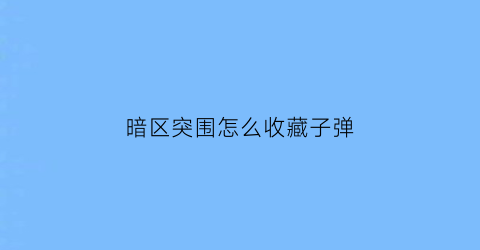 暗区突围怎么收藏子弹