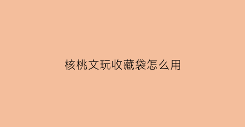 核桃文玩收藏袋怎么用