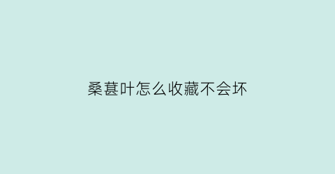 桑葚叶怎么收藏不会坏